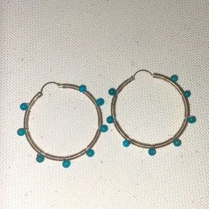 Sterling Silver and Turquoise Hoops 🦋